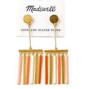 Madewell Just Peachy Dangly Gold Earrings w/Sterling Silver Posts